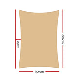 Instahut Shade Sail 3x6m Rectangle 280GSM 98% Sand Shade Cloth SAIL-H-3X6-C-SA