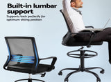 Artiss Office Chair Drafting Chairs Stool Computer Desk Studios Mesh Black OCHAIR-K-DRAF-BK