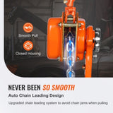 Manual Lever Chain Hoist, 1-1/2 Ton 3300 lbs Capacity 10 FT Come Along, G80 Galvanized Carbon Steel V952-CGSBH112T10FTYOZ9V0