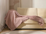 Pink Solid Color Plush Knitted Blanket for Sofa and Office, 152 x 203 cm, 1150g V888-ELOSUNG28755