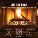 Fireplace Log Grate, 762mm Heavy Duty Fireplace Grate with 6 Support Legs, 19.05mm Solid V952-ZTXYMP34X3430EWF0V0