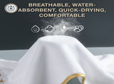 8-Piece White Luxury Coral Fleece Bath Towel Set - Gold Star Embroidery Ultra Absorbent Soft Plush V888-ELOSUNG55371