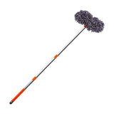 Orange and Grey Telescopic Dual-Head Car Wash Brush with 360&deg Rotating Chenille Mop Head - Long V888-ELOSUNG47282