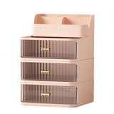 Makeup Organizer with 3 Large Drawers, Clear Rectangular Compartments for Brushes & Eyeshadow, V1366-AZ2-W-16391