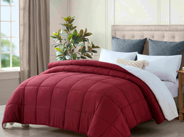 king size reversible plush soft sherpa comforter quilt red V517-SQ-RE