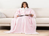 Pink 180 x 120CM Extra Large Wearable Wrap Blanket with Sleeves and Large Pocket, Cozy Thickened V888-ELOSUNG52506