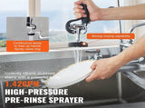 Commercial Faucet with Pre-Rinse Sprayer, 21" Height, 8" Center, 12" Swing Spout, Wall Mount Kitchen V952-BGSYCXSLTBGS9X3ACV0