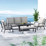 Gardeon 5-Piece Outdoor Furniture Setting Table Chair Set Aluminium Sofa 7-Seater ALU-SOFA-5PCS-BENCH-AB