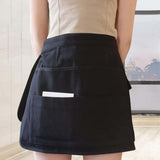 Waist Tool Apron with Multi-Pocket Waitress Server Apron, Black Waterproof Waiter Half Apron with V1366-AZ2-W-26831