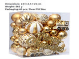 65-Piece Christmas Tree Ornament Set with Painted Balls, Train, Pinecone, Star and Merry Christmas V1341-ZY-H3QLKW2R-GOLD