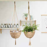 Natural Hanging Seagrass Plant Baskets Dural Layer Flower Planting Basket Holder Garden Decor V1294-YM0717-10126766