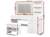 Artiss Dressing Table LED Vanity Desk Set Stool White FURNI-L-DRESS07-WH-AB