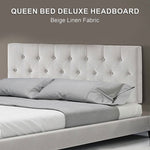 Linen Fabric Queen Bed Deluxe Headboard Bedhead - Beige V63-821473