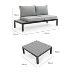 FORTIA 4 pc Outdoor Furniture Setting, 4 Seater Lounge, Chairs and Side Tables, for Outdoors Garden V219-OTDOLSFOA4PA