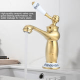 Stylish Antique Gold Brass Basin Faucet Hot and Cold Water Tap for Hotel Home Bathroom Use V1294-YM0901-3112200061411
