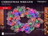 Christabelle 61cm Alpine Snow Christmas Wreath Pre Lit Multi Function LED Timer Pinecone Front 112_WFLAS61