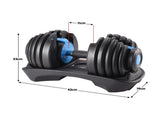Powertrain 48kg Adjustable Dumbbell Set Home Gym Exercise Equipment Weights Blue DMB-BF1-024-BU-2