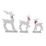 3pcs Lighted Christmasation Deer Home Warm White Light Iron LED Reindeer Family Set Tabletop V1294-YM0710-3115230130012