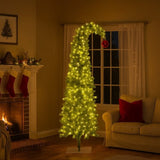 Christabelle 7.5ft Christmas Gremlin Tree Curved Top Red Bauble Green White LED Lights 112_HZG75