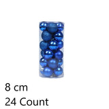 24 Count Plastic Electroplated Xmas Decor Spheres, Dark Blue 8cm Pendant Balls to Optimize Christmas V1221-XM-LB4796-ZS118