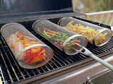 2 Pieces Stainless Steel 304 BBQ Grill Baskets, Cylindrical Mesh Barbecue Cages for Smokers, Kitchen V1189-LC-HW-00030