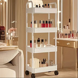 Four-Tier Rolling Cosmetics Storage Rack - Made of durable plastic, equipped with 360-degree swivel V1106-DCSNJ006