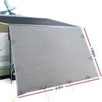 Caravan Privacy Screen Roll Out Awning 4.9x1.95M End Wall Side Sun Shade Grey AWN-CV-B-SS-49