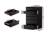 Artiss 6 Chest of Drawers Dresser Tallboy Black FURNI-N-CDR-6D-BK-AB