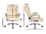Artiss Executive Office Chair Leather Tilt Beige OCHAIR-G-9314-BG