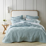 Bianca Aspen Sky Blue Embroidered Bedspread Set Super King V442-BCA-BEDSPREAD-ASPEN-SKYBLUE-SK