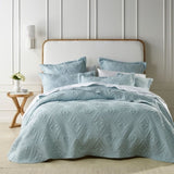 Bianca Aspen Sky Blue Embroidered Bedspread Set Double V442-BCA-BEDSPREAD-ASPEN-SKYBLUE-DS