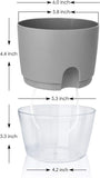 3 Pack Grey Indoor Self Watering Planter Pot - 6 Inch Double Layer Rempvable Plastic Flower Pot with V888-ELOSUNG55169-2