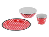 Fruit Plate Bowl Cup Kit Red Dot Pattern Tableware Set Household Kitchen Accessory V1294-YM0901-3118210178611