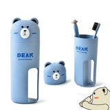 3 set Wheat Stalk Cartoon Bear Toothbrush Toothpaste Case Box, Travel Tooth Brush Cup, Travel V1192-AZ-W-14647