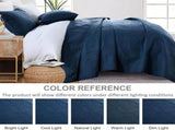 Navy Blue Embossed Haven Bedspread Coverlet 3 Piece Set V745-AC090550Q13U