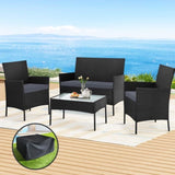 Gardeon 4 Seater Outdoor Sofa Set with Storage Cover Wicker Table Chair Black ODF-PATIO-17007-BK-AB-COVER