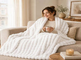 DreamZ Throw Blanket Fluffy Bubble Sofa Blanket Washable 150x200cm White BK1026-150X200-WH-AU