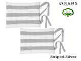 Rans Set of 2 Alfresco Cotton Chair Pads 40x40 cm - Striped Silver V442-RAN-CUSHION-CHAIRPADSTR-SILVER-SQ