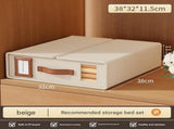 2 Pcs Beige Non-Woven Fabric Storage Box with Lid - Transparent Window, Moisture-Proo V888-ELOSUNG13779