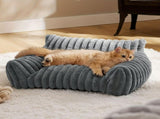 Cute pet cat sofa Standard S size - Puffy cat bed with high-quality soft velvet pile, indoor cat V1102-HECW-006