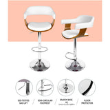 Artiss 2x Bar Stools Gas Lift Leather w/Armrest White BA-TW-8006A-WHX2
