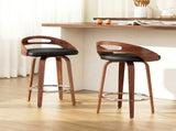 Artiss 2x Bar Stools Swivel Dining Chairs Low Back Counter Seat PU Cushion BA-TW-8566-BKX2-AB