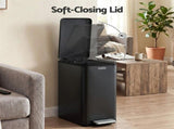 Cefito 15L Pedal Rubbish Bin Slim Carbon Steel Garbage Bin for Home Black RB-15L-1C-BK