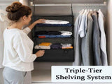 Hanging Closet Organizer, Foldable Storage Shelves with Hanging Hooks and Breathable Mesh, Space V1366-AZ2-W-23453