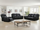 3-2-1 Seater Electric Leather/PVC Black Recliner Set V43-SET-FNX-3R-2R-1RBL