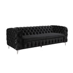 3+2+1 Seater Sofa Classic Button Tufted Lounge in Black Velvet Fabric with Metal Legs V43-SET-JAQS-3+2+1-BL