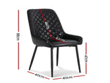 Artiss 2x Dining Chairs Retro PU Leather Kitchen Lounge Cafe Accent Chair Black DINC-B-B02-BKX2