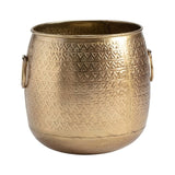 Handcrafted Pressed Metal Antique Gold Planter 20cm V637-59054PLN