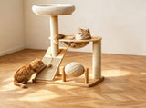 Rubber Wood & Acrylic Cat Tree V1408-W2