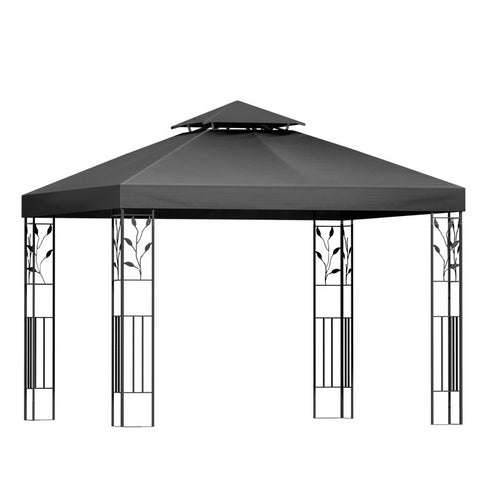 Instahut Gazebo 3x3m Marquee Outdoor Wedding Party Event Tent Home Iron Art Shade Grey GAZEBO-IR-LE-HF-3X3-GY-AB